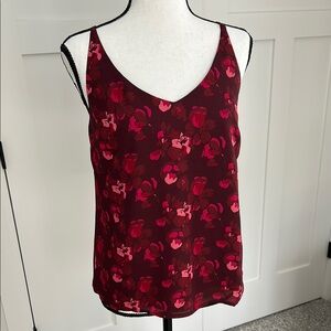 Floral V-Neck Camisole Top - Red and Pink